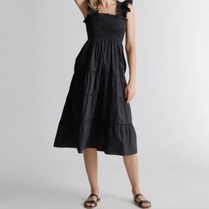 Quince 100% Organic Cotton Smocked Midi Dress Size Medium